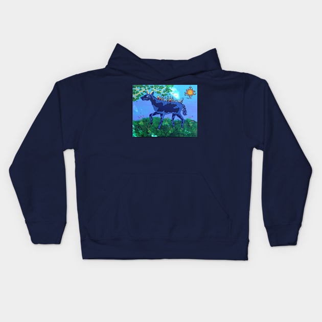 Blue Deer Village Kids Hoodie by ArtwearbyBarbaraAlyn59